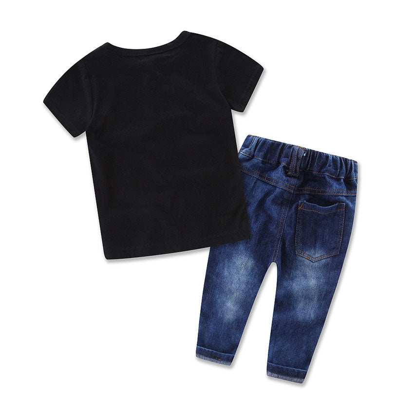 Baby Boy Letter Clothes T-Shirt Top +Jean Pants Outfits Set Image 2