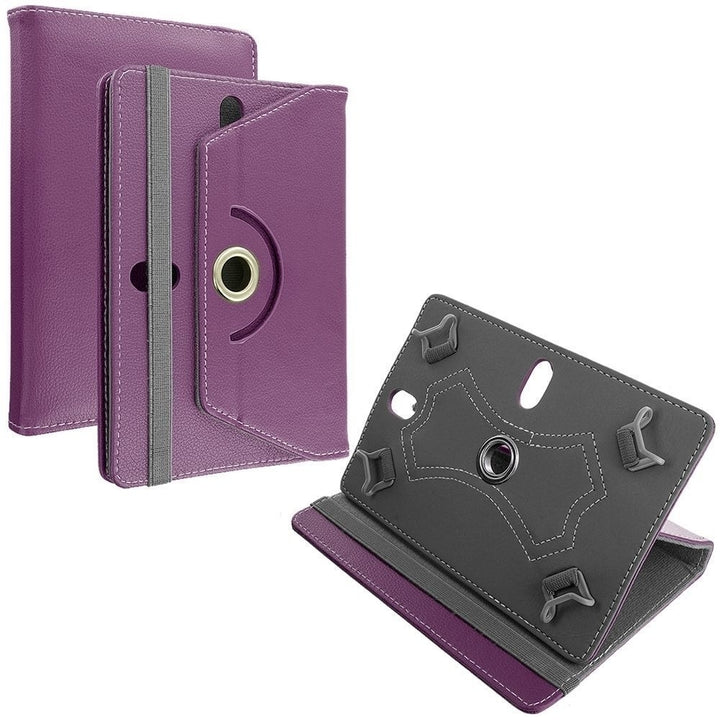 Universal 7 Tablet PU Leather Folio 360 Degree Rotating Stand Case Cover - Purple Image 3