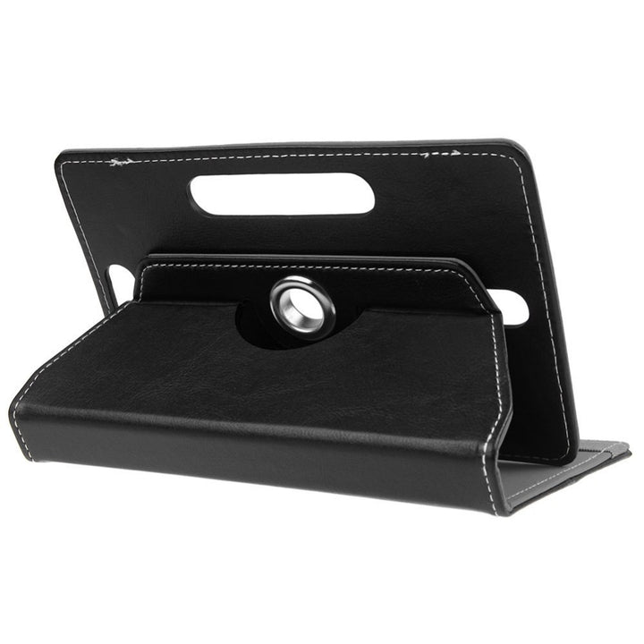 Universal 8 Tablet PU Leather Folio 360 Degree Rotating Stand Case Cover - Black Image 3