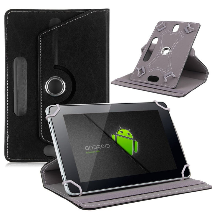 Universal 8 Tablet PU Leather Folio 360 Degree Rotating Stand Case Cover - Black Image 4