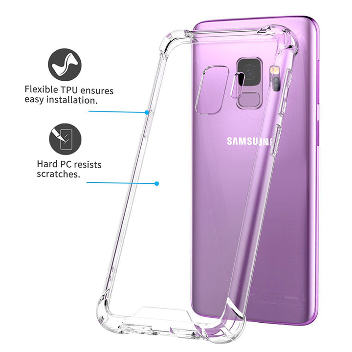 Samsung Galaxy S9 Full Body Hybrid TPU Transparent Case Cover Image 4