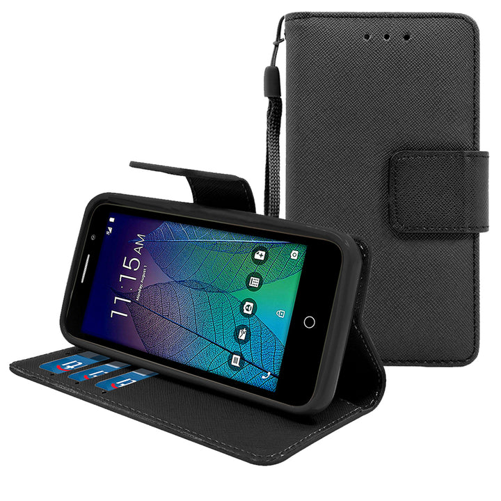 Alcatel Tru / Stellar / 5060 / POP 3 Leather Wallet Pouch Case Cover Image 1