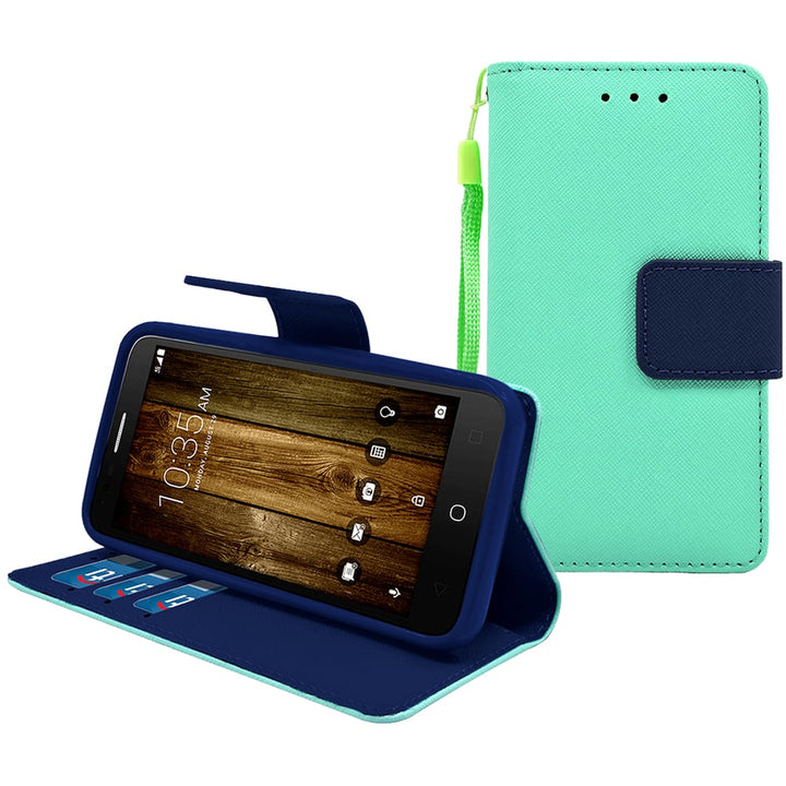 Alcatel OneTouch Fierce 4 / Allura / Pop 4 Plus Leather Wallet Pouch Case Cover Image 1