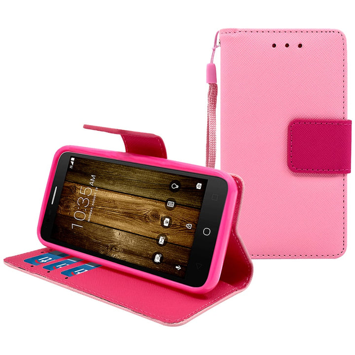 Alcatel OneTouch Fierce 4 / Allura / Pop 4 Plus Leather Wallet Pouch Case Cover Image 1