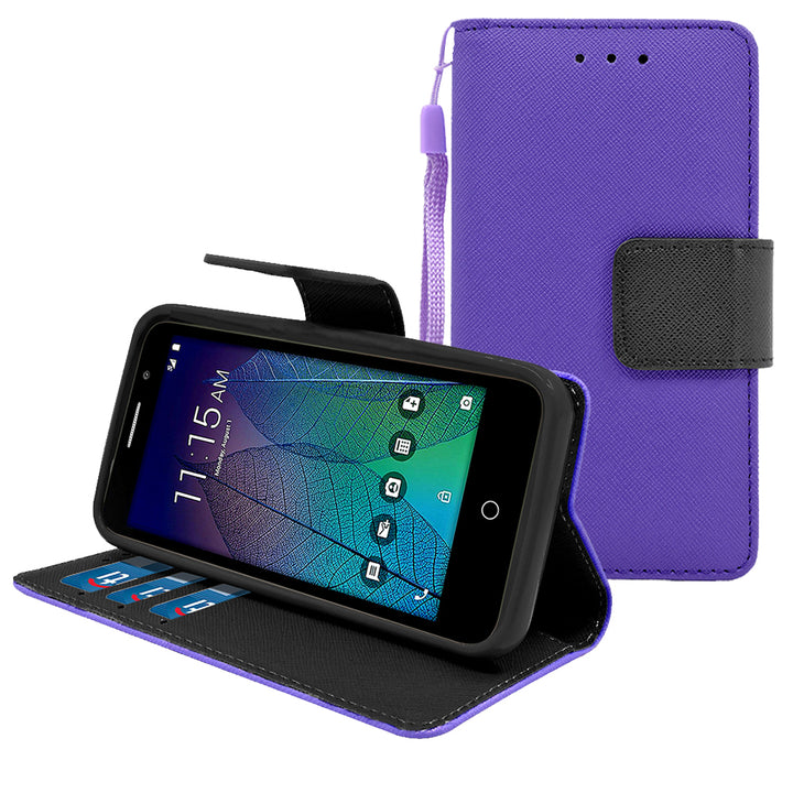 Alcatel Tru / Stellar / 5060 / POP 3 Leather Wallet Pouch Case Cover Image 4