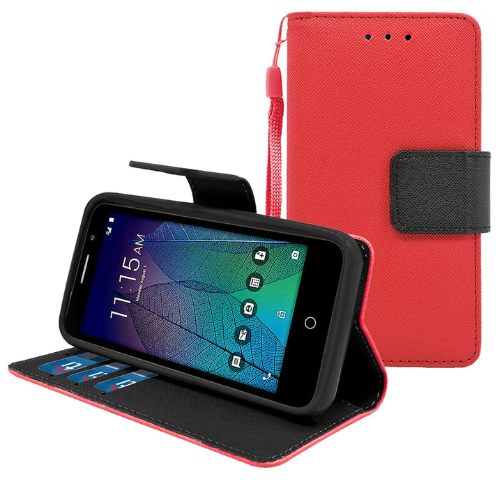 Alcatel Tru / Stellar / 5060 / POP 3 Leather Wallet Pouch Case Cover Image 1