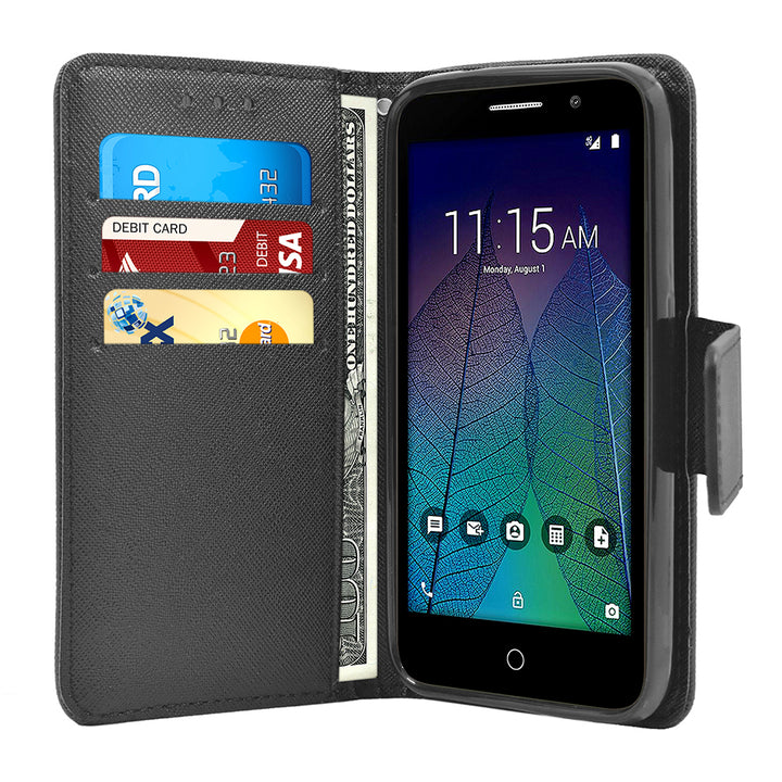 Alcatel Tru / Stellar / 5060 / POP 3 Leather Wallet Pouch Case Cover Image 6