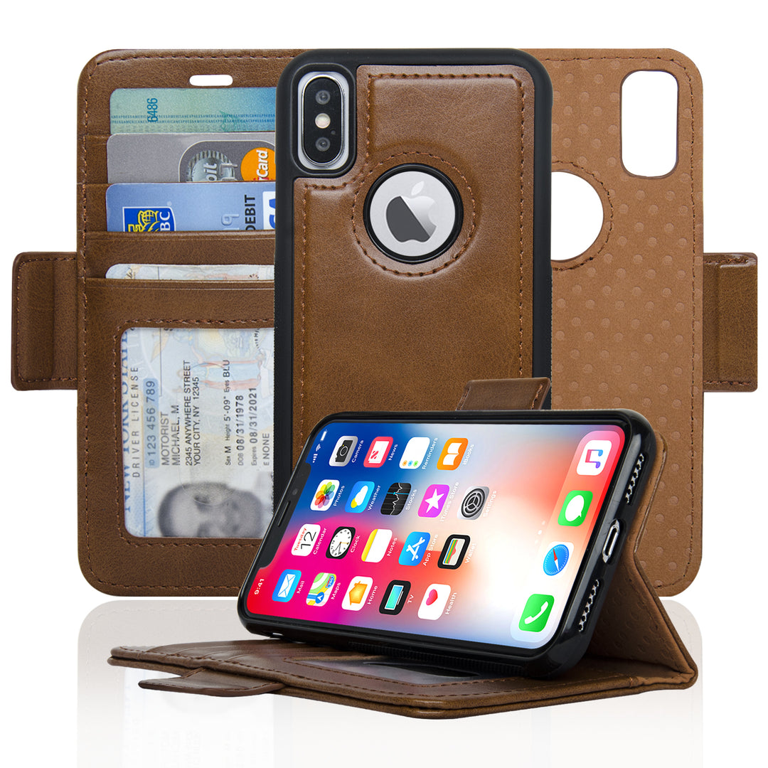 NAVOR iPhone Xs and X Detachable Magnetic Wallet Case with RFID Protection Vajio Series Image 1