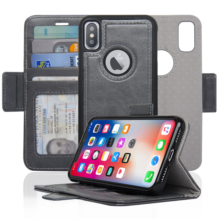 NAVOR iPhone Xs and X Detachable Magnetic Wallet Case with RFID Protection Vajio Series Image 3