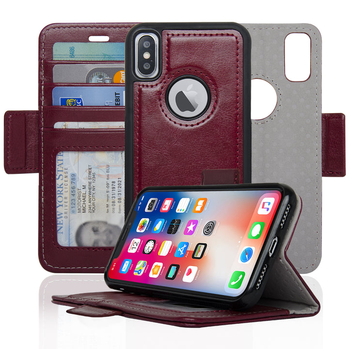 NAVOR iPhone Xs and X Detachable Magnetic Wallet Case with RFID Protection Vajio Series Image 4