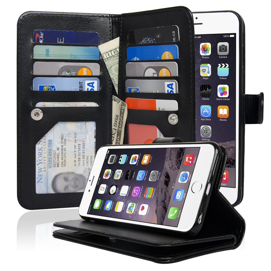 NAVOR Detachable Magnetic Housing Flip Wallet Case for iPhone 6 Plus and 6S Plus 5.5 Inch Image 1