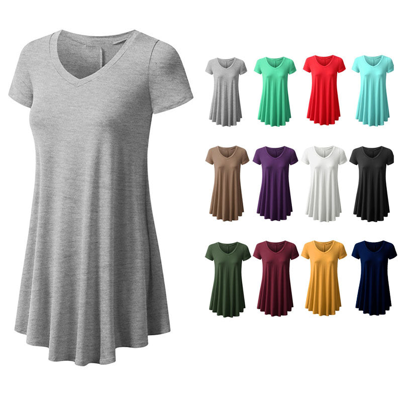 V  Neck Cotton Tunic Dress Image 1