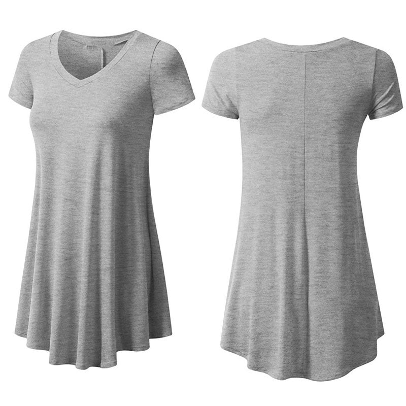 V  Neck Cotton Tunic Dress Image 2