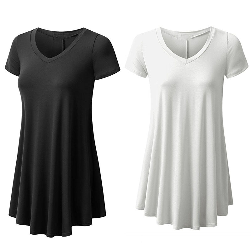 V  Neck Cotton Tunic Dress Image 6