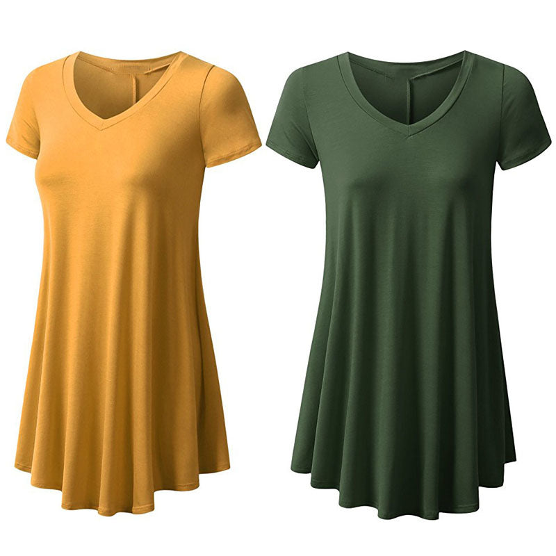 V  Neck Cotton Tunic Dress Image 7