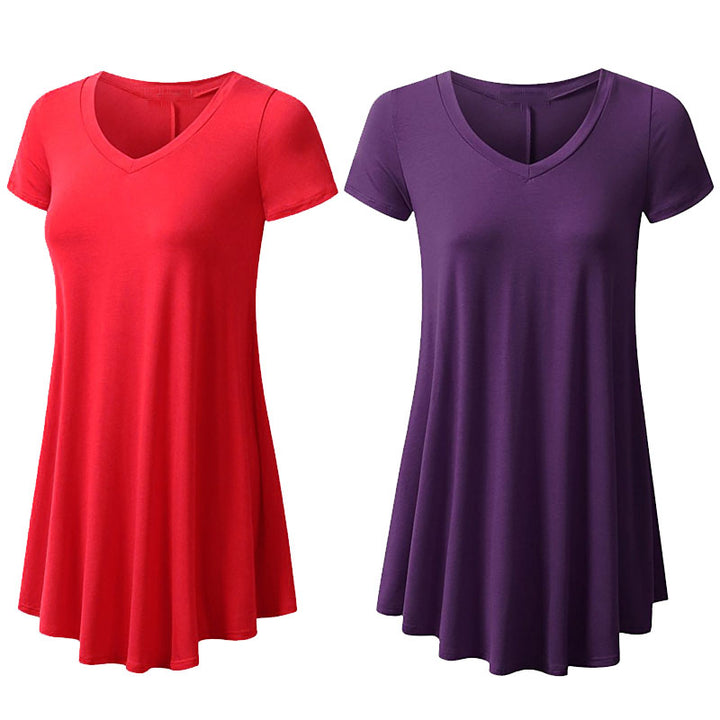 V  Neck Cotton Tunic Dress Image 4