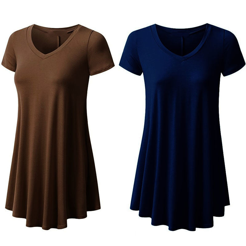 V  Neck Cotton Tunic Dress Image 4