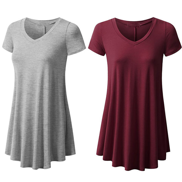 V  Neck Cotton Tunic Dress Image 9