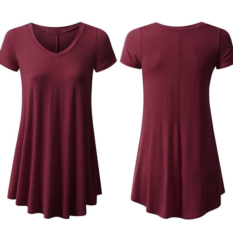 V  Neck Cotton Tunic Dress Image 1