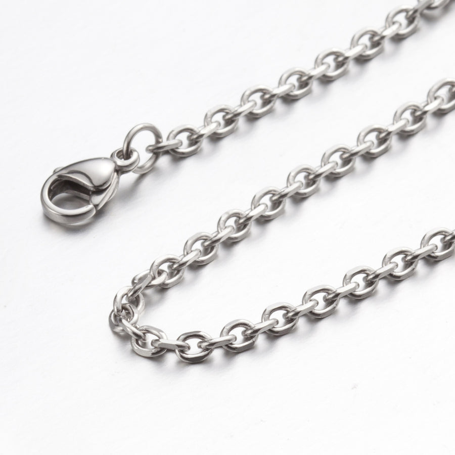 4MM 10"-100" Silver Stainless Steel Cross Link Chain Necklace Image 1