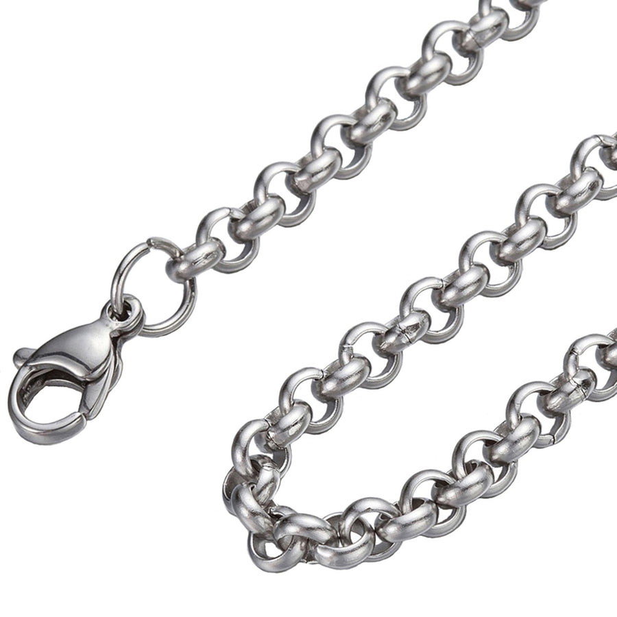 4.5mm 10"-100" Silver Stainless Steel Rolo Chain Necklace Image 1