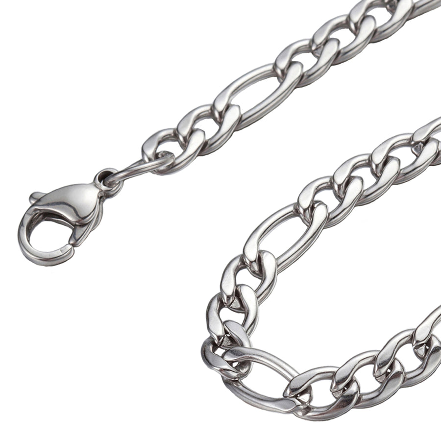 7mm 10"-100" Stainless Steel Figaro Chain Necklace Image 1