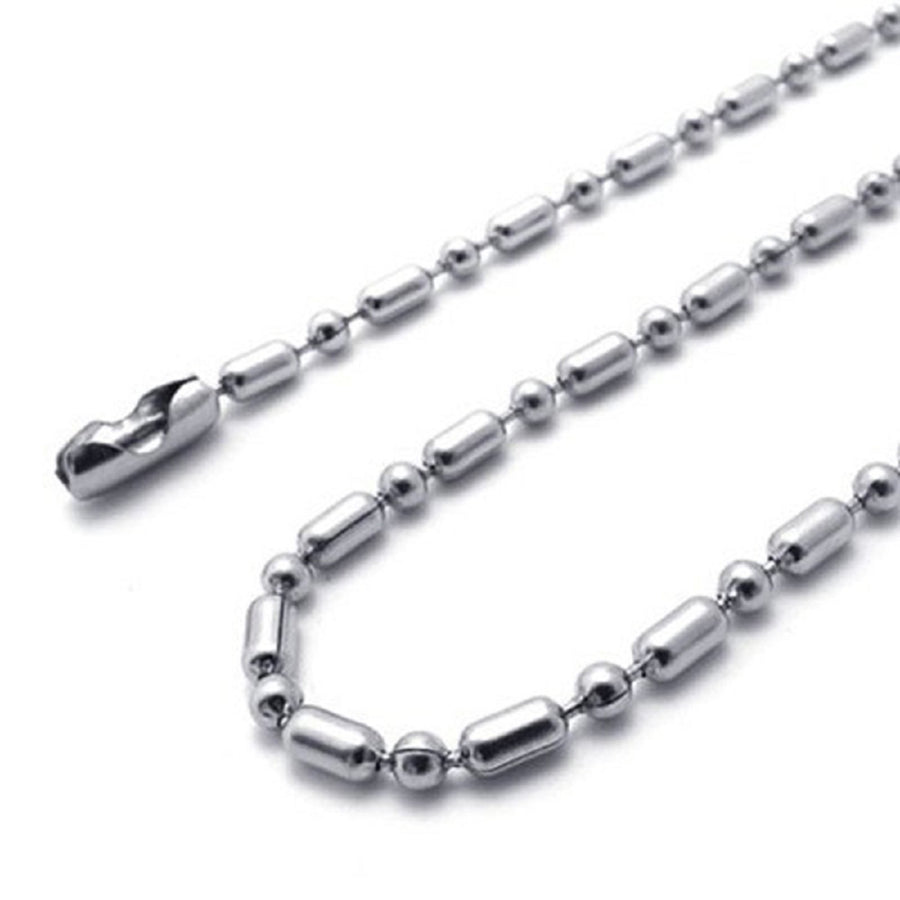 1.5mm 10"-100" Silver Stainless Steel Ball and Oval Bead Chain Necklace Image 1
