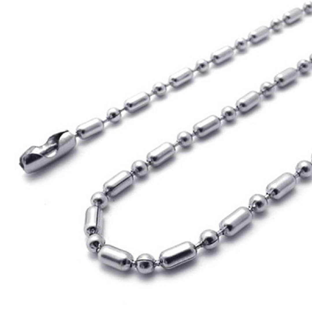 2mm 10"-100" Silver Stainless Steel Ball and Oval Bead Chain Necklace Image 1