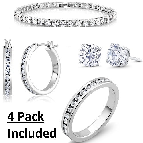 18kt White Gold Plated Eternity Jewelry Package Image 1