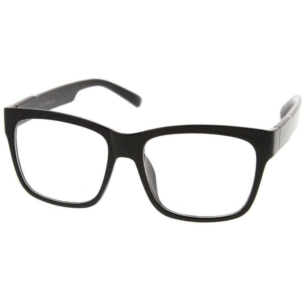 Casual Bold Square Clear Lens Horn Rimmed Eyeglasses 53mm Image 2