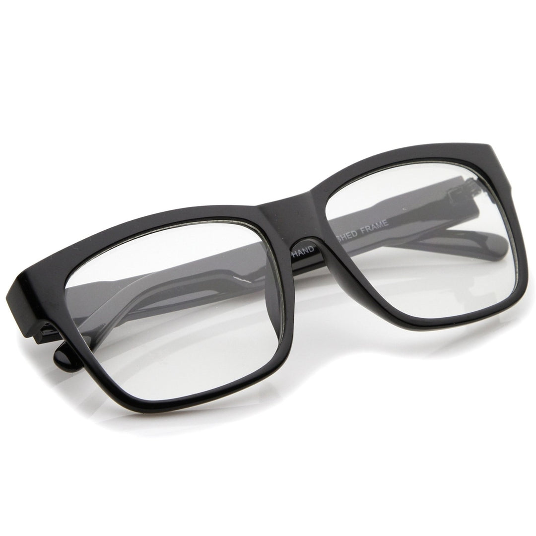 Casual Bold Square Clear Lens Horn Rimmed Eyeglasses 53mm Image 4