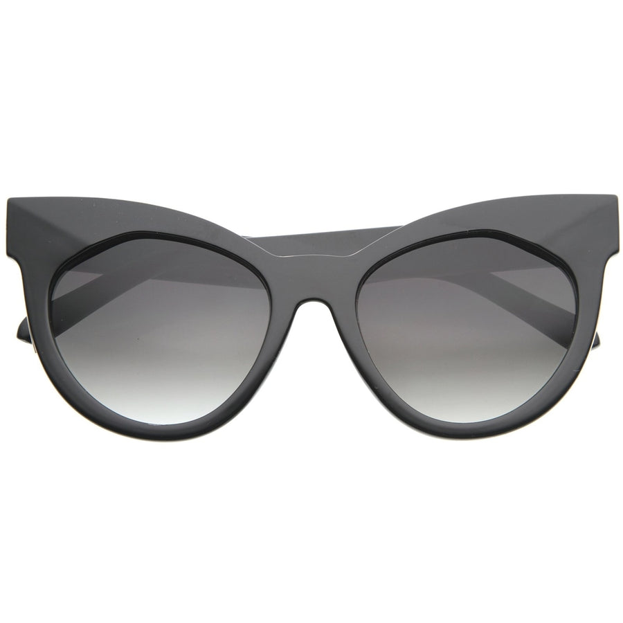 Chic Womens Oversized Flat Lens Bold Chunky Cat Eye Sunglasses 64mm Image 1