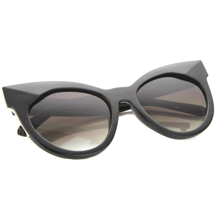 Chic Oversized Cat Eye Sunglasses 64mm Flat Lens Bold Frame Women UV400 Protection Image 4