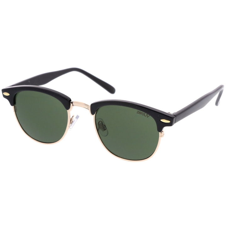 Classic Horn Rimmed Neutral Colored Lens Semi-Rimless Sunglasses 49mm Image 2