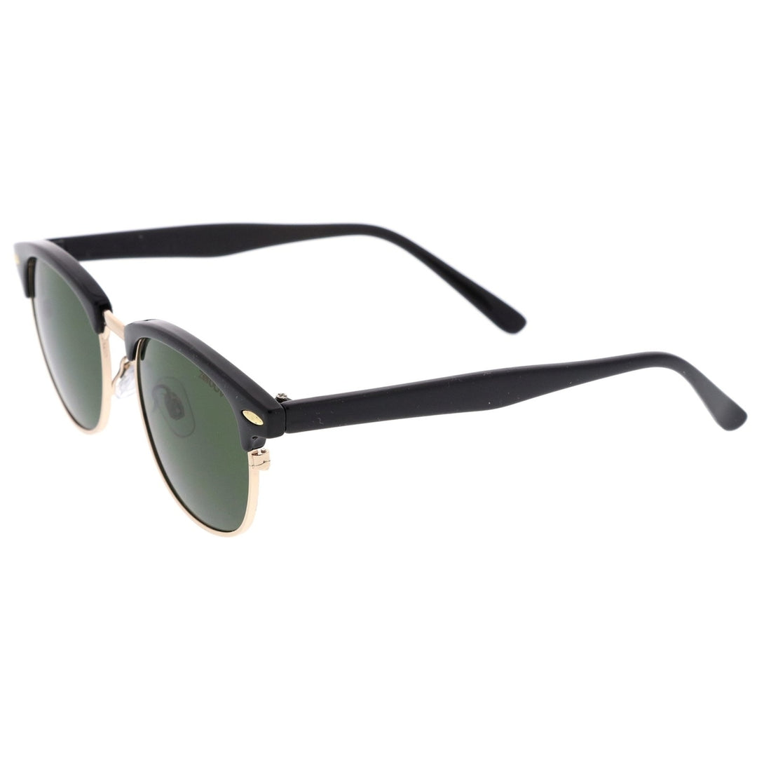Classic Horn Rimmed Neutral Colored Lens Semi-Rimless Sunglasses 49mm Image 3