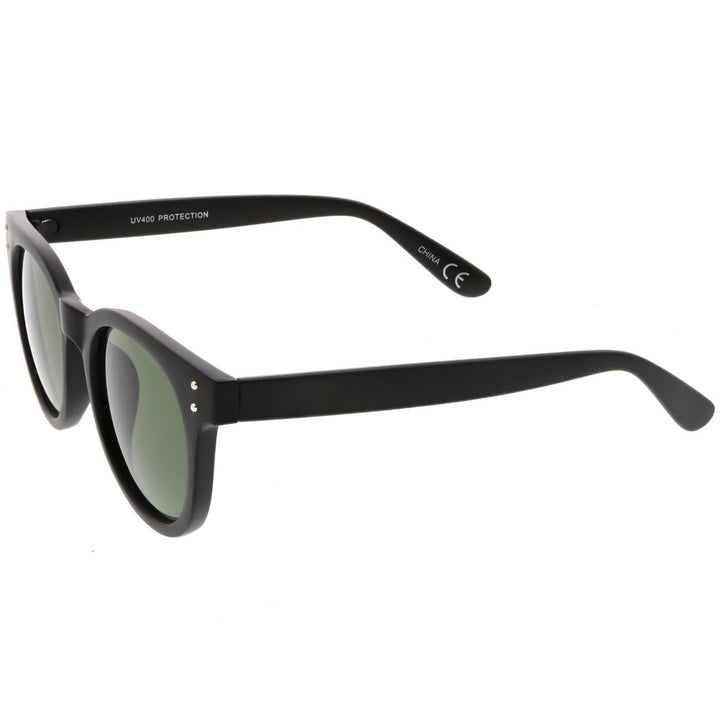 Classic Horned Rimmed Sunglasses High Sitting Arms Round Neutral Color Lens 49mm Image 3