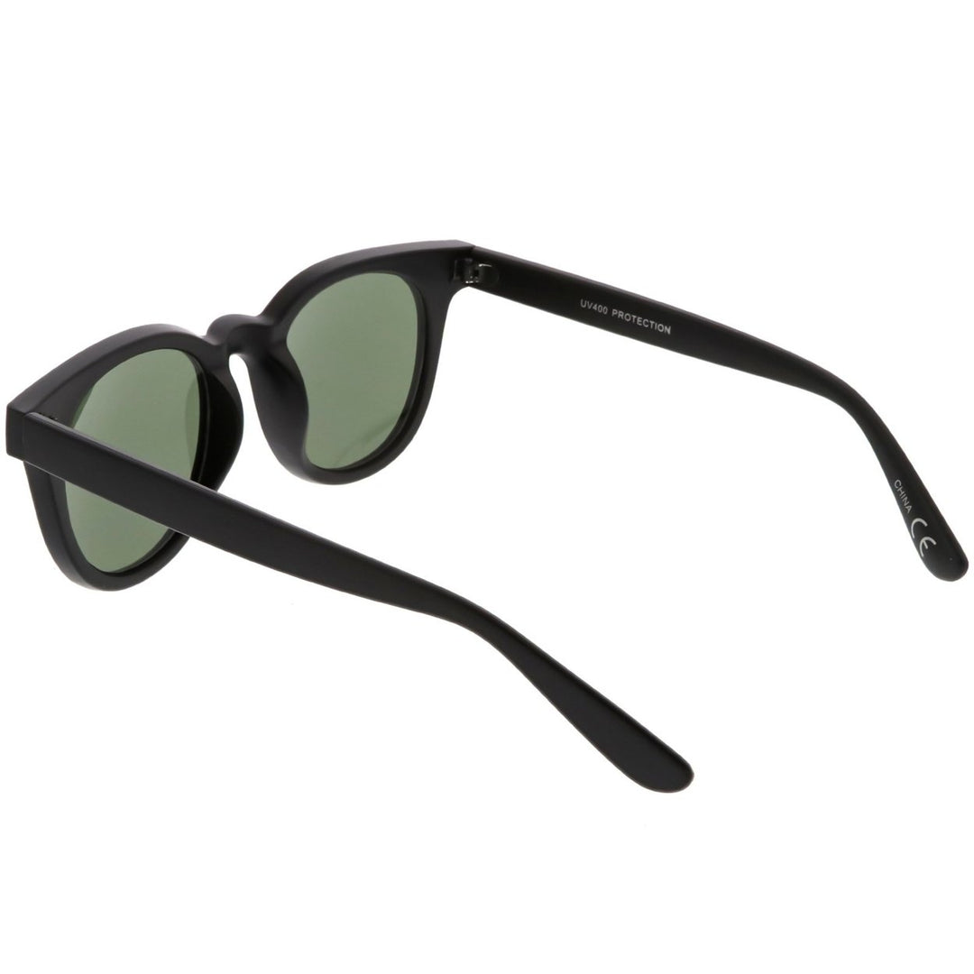 Classic Horned Rimmed Sunglasses High Sitting Arms Round Neutral Color Lens 49mm Image 4