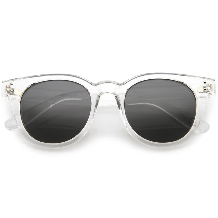Classic Horned Rimmed Sunglasses High Sitting Arms Round Neutral Color Lens 49mm Image 6