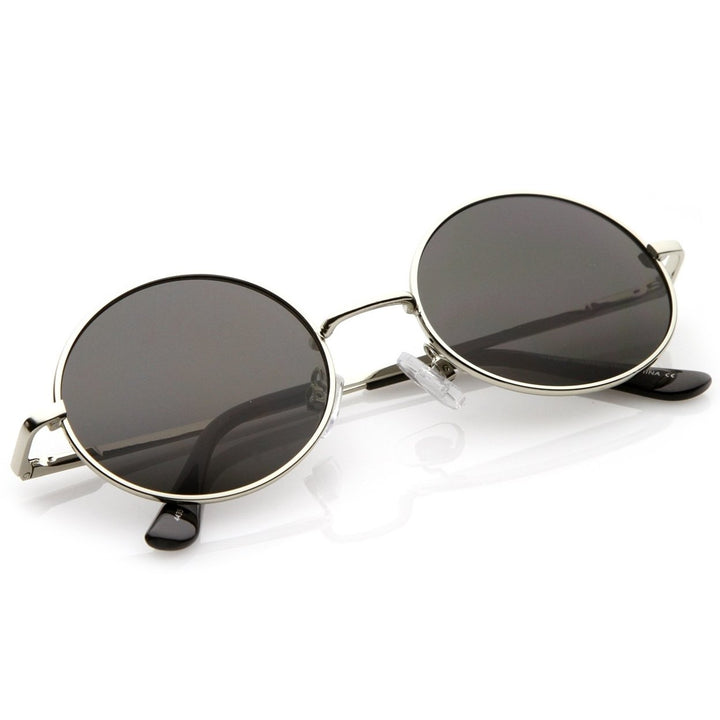 Classic Lightweight Slim Arms Neutral Colored Flat Lens Oval Sunglasses 50mm Image 4