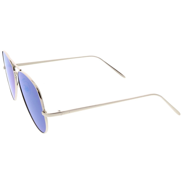 Classic Metal Aviator Sunglasses Double Nose Bridge Color Mirror Flat Lens 59mm Image 3