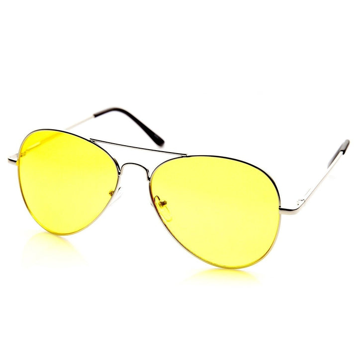 Classic Metal Frame Yellow Tinted Aviator Sunglasses UV Protected Night Driving Image 3