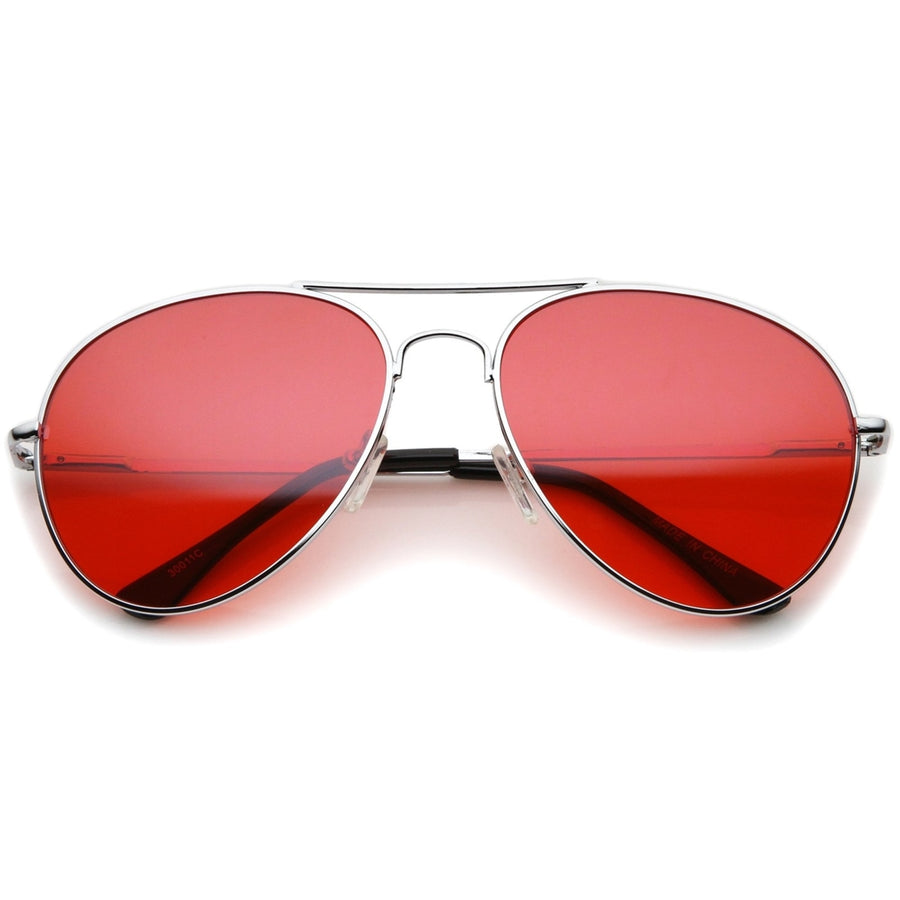Classic Metal Frame Colored Teardrop Lens Aviator Sunglasses 57mm Image 1