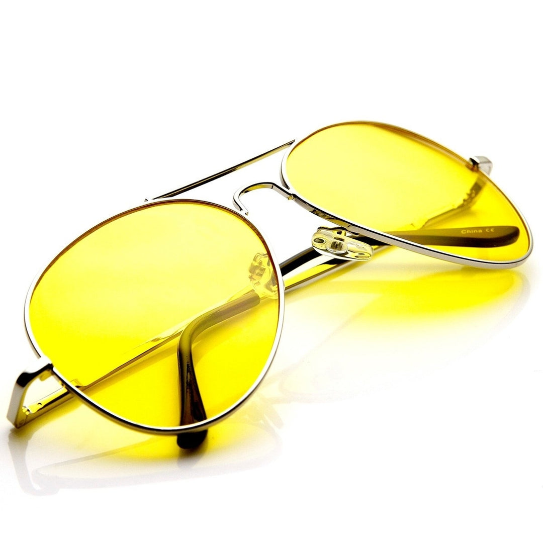 Classic Metal Frame Yellow Tinted Aviator Sunglasses UV Protected Night Driving Image 4