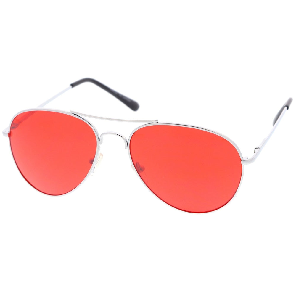 Classic Metal Frame Colored Teardrop Lens Aviator Sunglasses 57mm Image 2