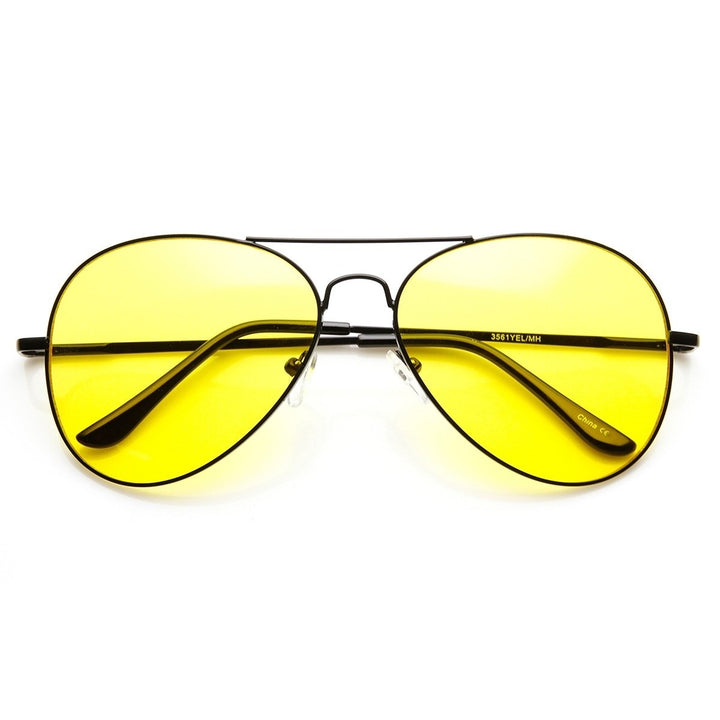 Classic Metal Frame Yellow Tinted Aviator Sunglasses UV Protected Night Driving Image 6