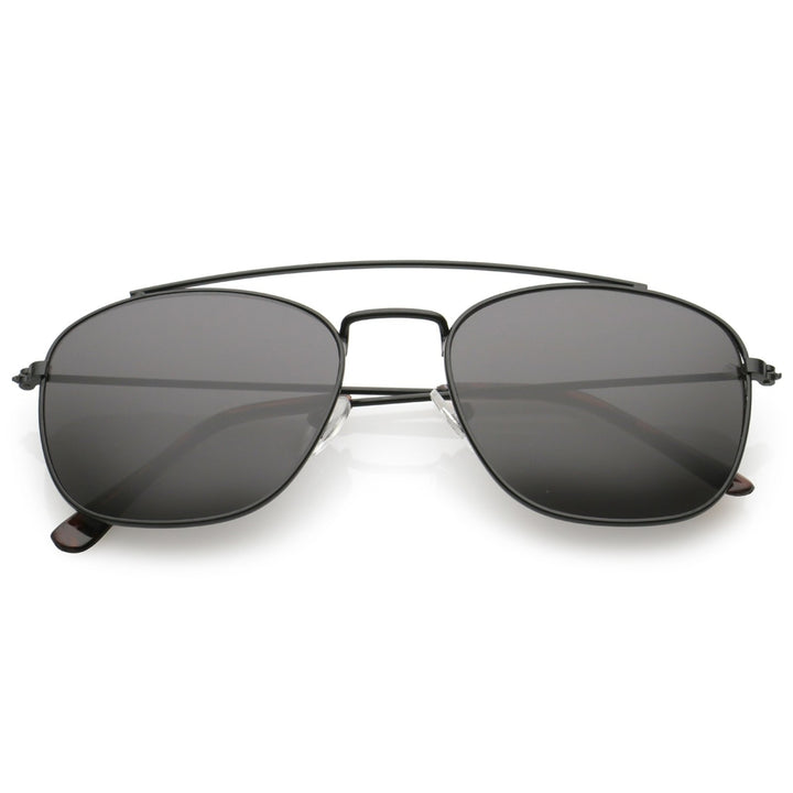 Classic Metal Square Lens Aviator Sunglasses Curved Crossbar 53mm Image 1