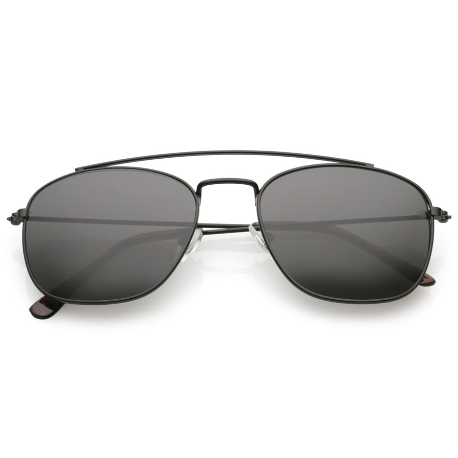 Classic Metal Square Lens Aviator Sunglasses Curved Crossbar 53mm Image 1