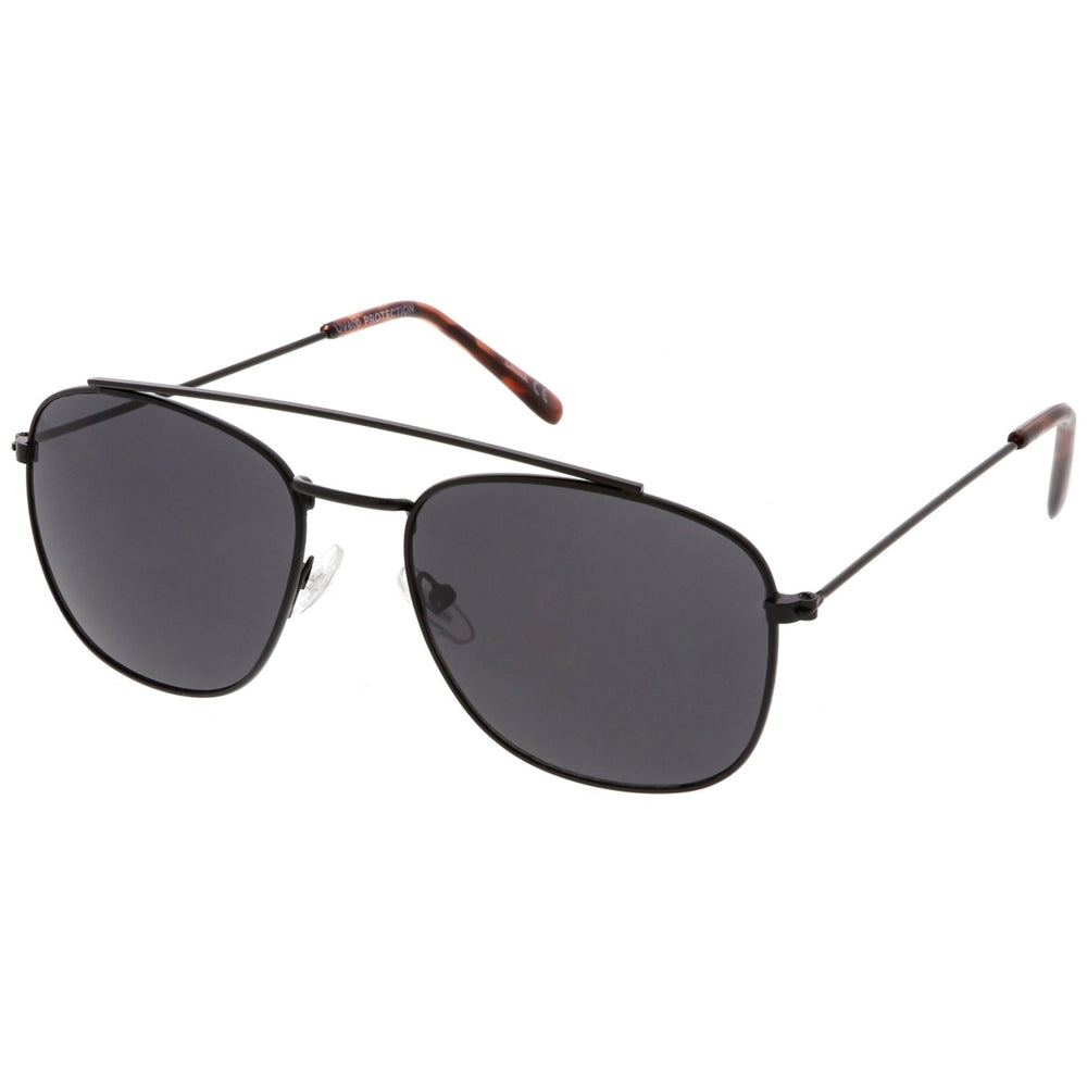 Classic Metal Square Lens Aviator Sunglasses Curved Crossbar 53mm Image 2