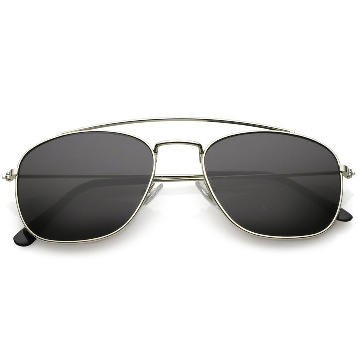 Classic Metal Square Lens Aviator Sunglasses Curved Crossbar 53mm Image 4