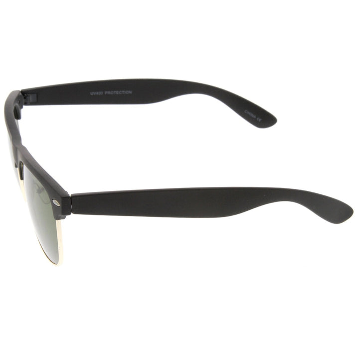 Classic Rubber Finish Half Frame Square Lens Horn Rimmed Sunglasses 55mm Image 4